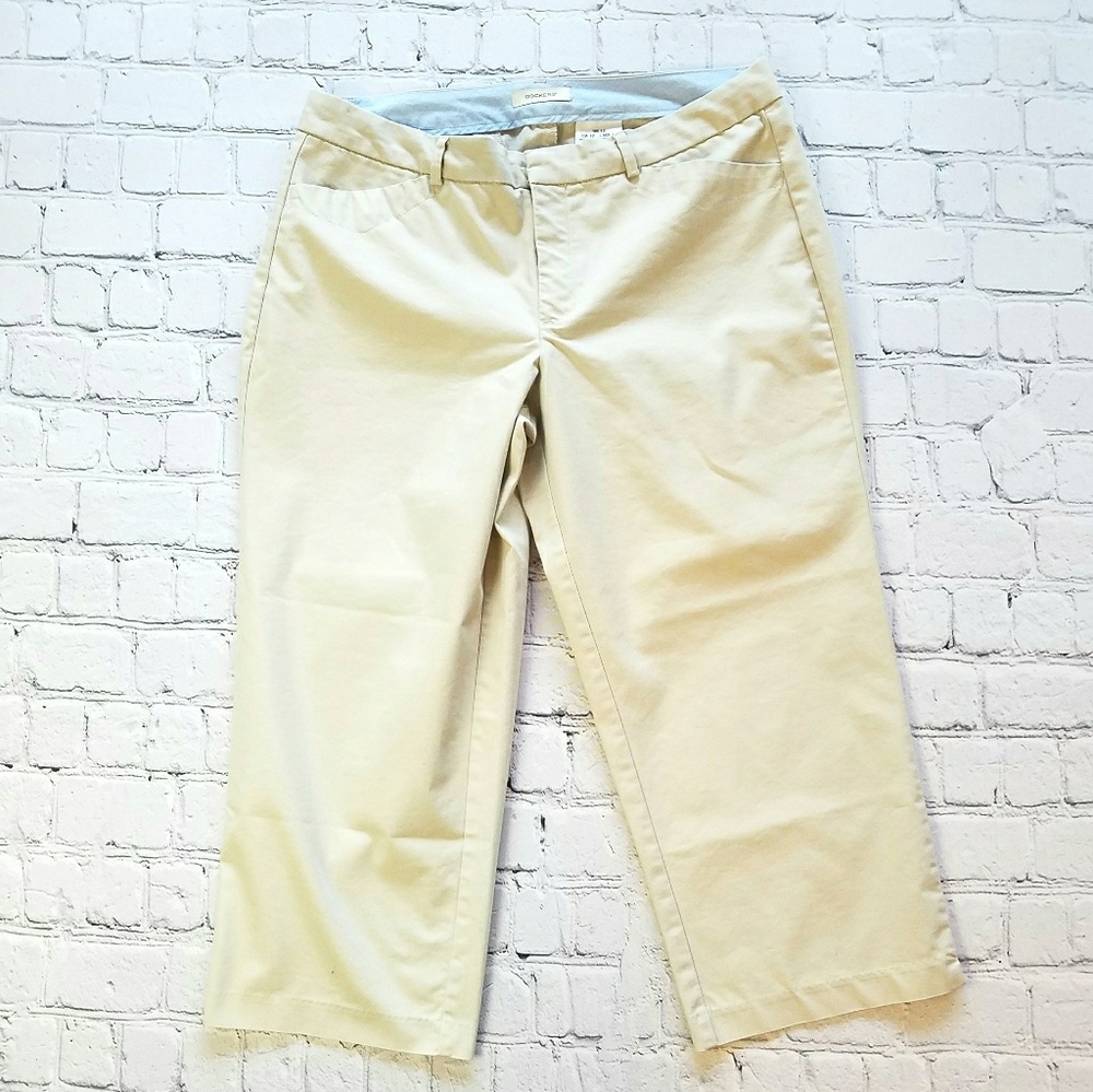 Dockers Khaki Capri Flat Front Pants Women's Sz 12